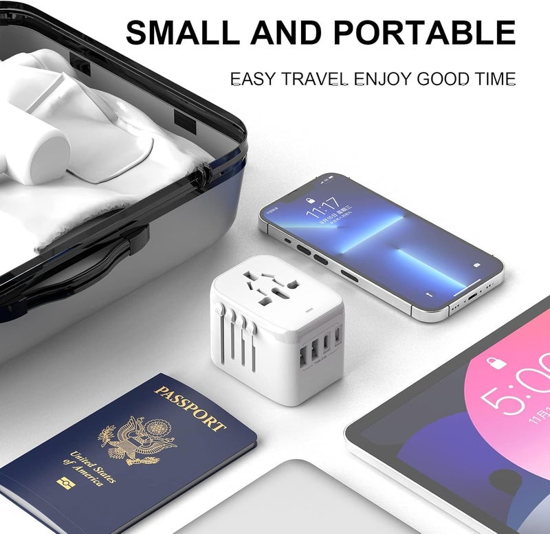 VYLEE Universal International Power Travel Plug Adapter, 5 in 1 European Travel Plug Adapter W/ 3.5A 2xUSB-A and 2xUSB C Wall Charger and Worldwide AC Outlet for Europe USA UK AUS Asia - Image 5